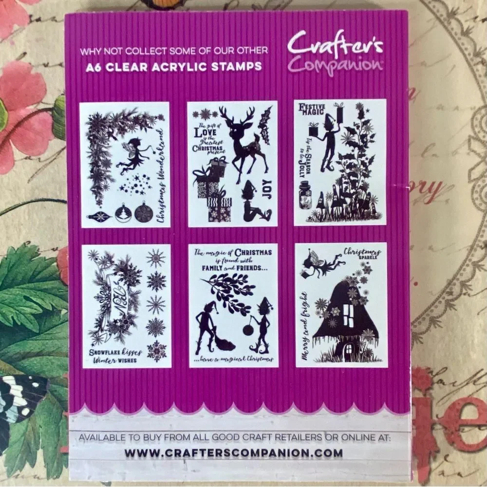 Crafter's Companion Clear A6 Acrylic Stamps Merry & Bright 4 PC Donna Ratcliff